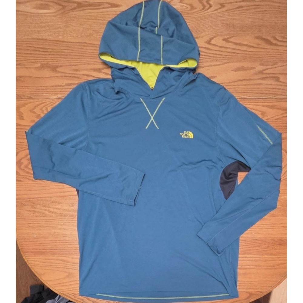 The North Face Mens Mountain Athletics FlashDry-XD Hoodie Blue Yellow XL Shirt